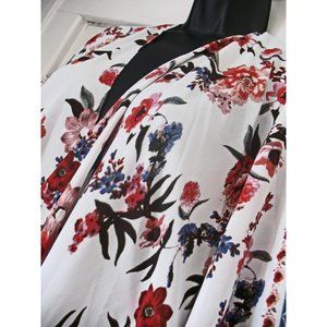 Roffe Accessories Open front Dress, Kimono Women's  One Size Red/Blue Floral